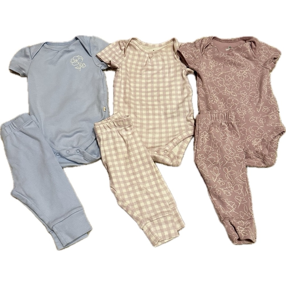 Baby Gap 3 Sets Bodysuit and Pants outfits size 3-6 months floral and gingham